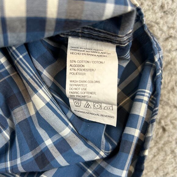 Vintage GH Bass Shirt Mens Large Blue Plaid Button Up Pocket Outdoor - Picture 8 of 10